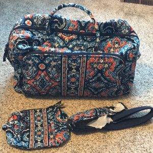 Vera Bradley weekend bag with makeup pouch.